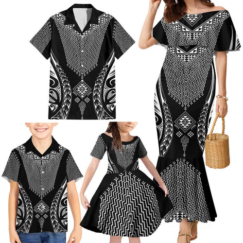 2025 Rugby Championship New Zealand Custom Family Matching Mermaid Dress and Hawaiian Shirt Poutama Motifs - Aussie Hoodie