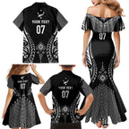 2025 Rugby Championship New Zealand Custom Family Matching Mermaid Dress and Hawaiian Shirt Poutama Motifs - Aussie Hoodie