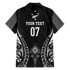 2025 Rugby Championship New Zealand Custom Family Matching Off The Shoulder Long Sleeve Dress and Hawaiian Shirt Poutama Motifs - Aussie Hoodie