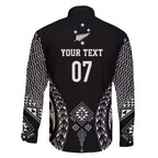 2025 Rugby Championship New Zealand Custom Family Matching Off The Shoulder Long Sleeve Dress and Hawaiian Shirt Poutama Motifs - Aussie Hoodie