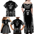 2025 Rugby Championship New Zealand Custom Family Matching Off Shoulder Maxi Dress and Hawaiian Shirt Poutama Motifs - Aussie Hoodie