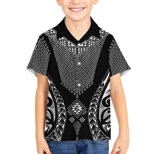 2025 Rugby Championship New Zealand Custom Family Matching Off Shoulder Maxi Dress and Hawaiian Shirt Poutama Motifs - Aussie Hoodie
