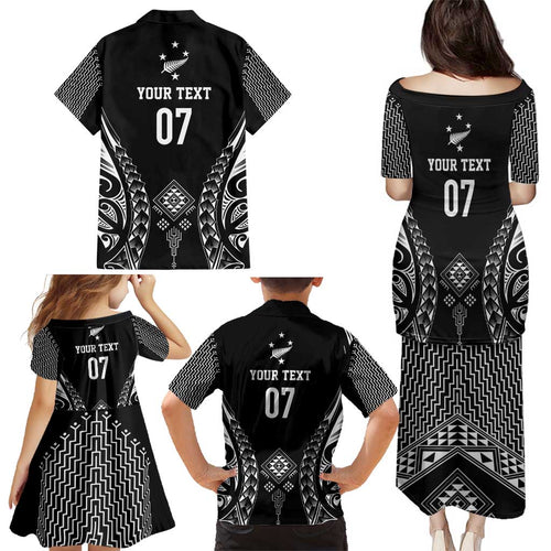 2025 Rugby Championship New Zealand Custom Family Matching Puletasi and Hawaiian Shirt Poutama Motifs - Aussie Hoodie
