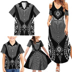 2025 Rugby Championship New Zealand Custom Family Matching Summer Maxi Dress and Hawaiian Shirt Poutama Motifs - Aussie Hoodie
