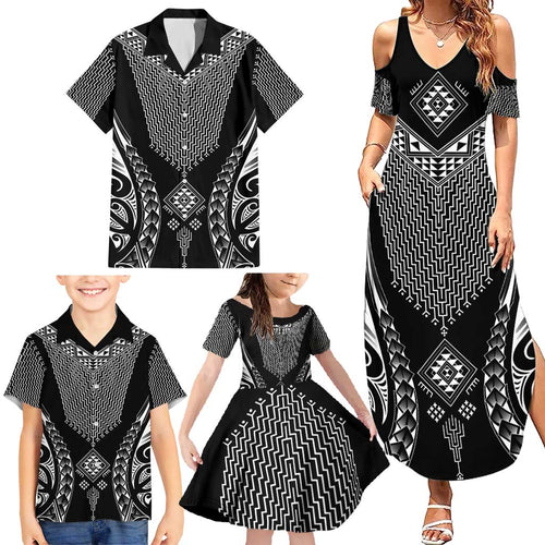 2025 Rugby Championship New Zealand Custom Family Matching Summer Maxi Dress and Hawaiian Shirt Poutama Motifs - Aussie Hoodie