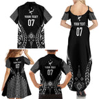 2025 Rugby Championship New Zealand Custom Family Matching Summer Maxi Dress and Hawaiian Shirt Poutama Motifs - Aussie Hoodie