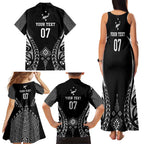 2025 Rugby Championship New Zealand Custom Family Matching Tank Maxi Dress and Hawaiian Shirt Poutama Motifs - Aussie Hoodie