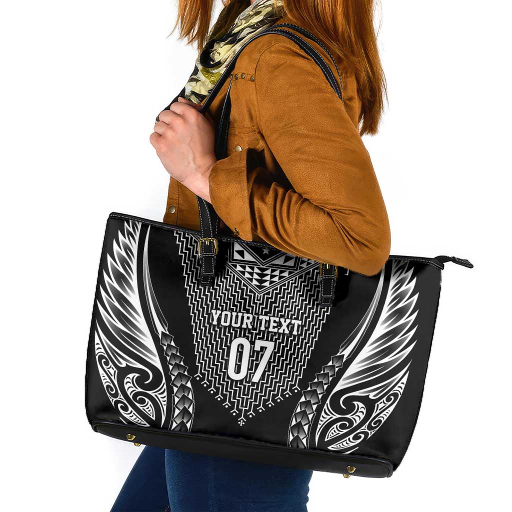 2025 Rugby Championship New Zealand Custom Leather Tote Bag Poutama Motifs - Aussie Hoodie