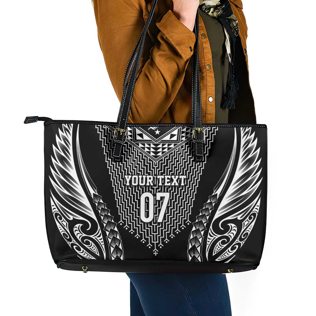 2025 Rugby Championship New Zealand Custom Leather Tote Bag Poutama Motifs - Aussie Hoodie