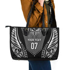 2025 Rugby Championship New Zealand Custom Leather Tote Bag Poutama Motifs - Aussie Hoodie