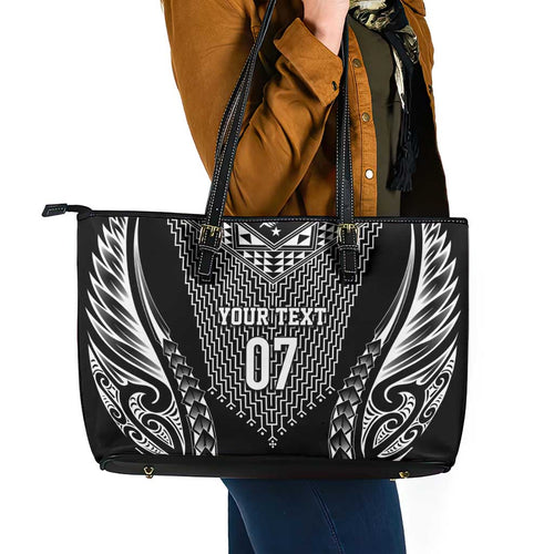 2025 Rugby Championship New Zealand Custom Leather Tote Bag Poutama Motifs - Aussie Hoodie