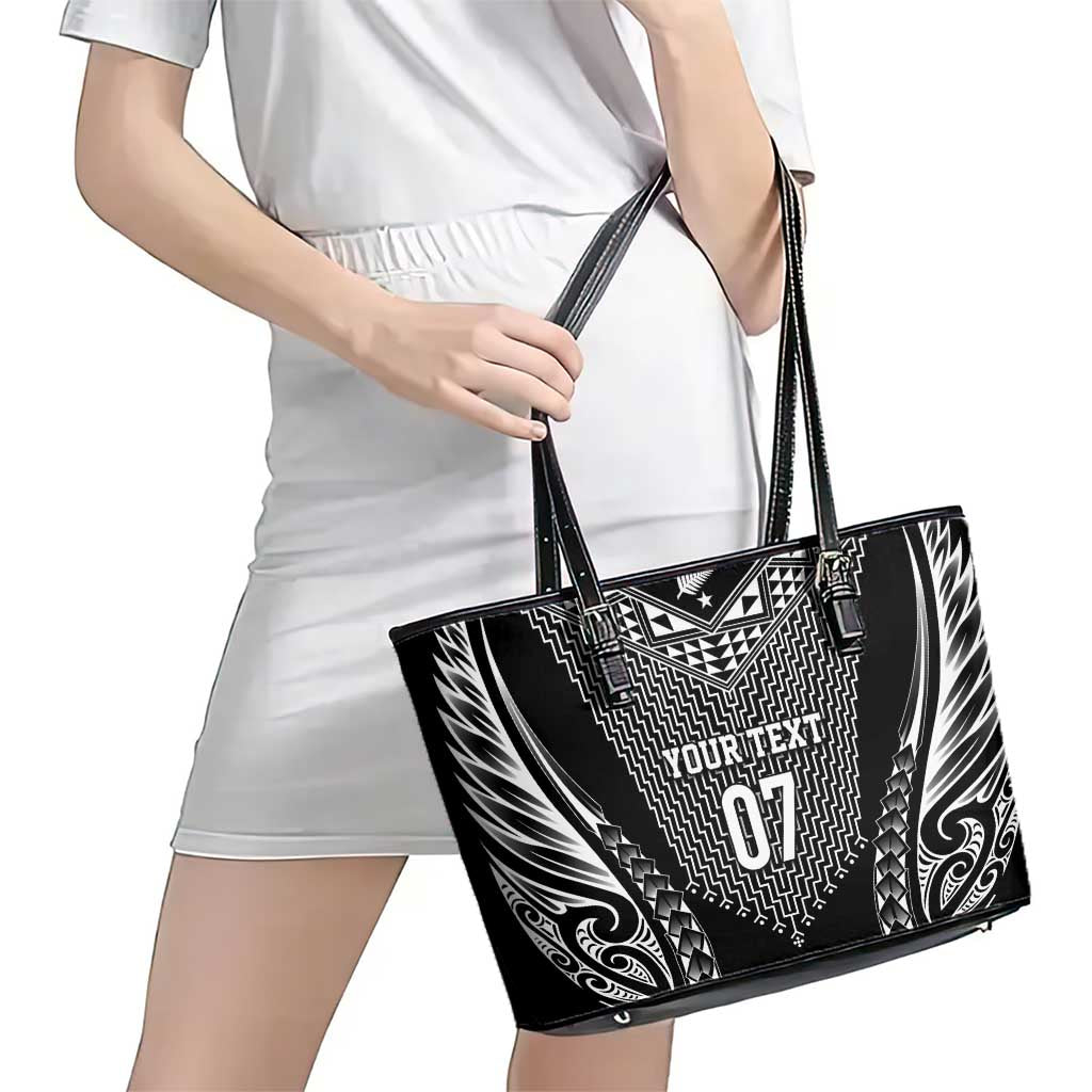 2025 Rugby Championship New Zealand Custom Leather Tote Bag Poutama Motifs - Aussie Hoodie