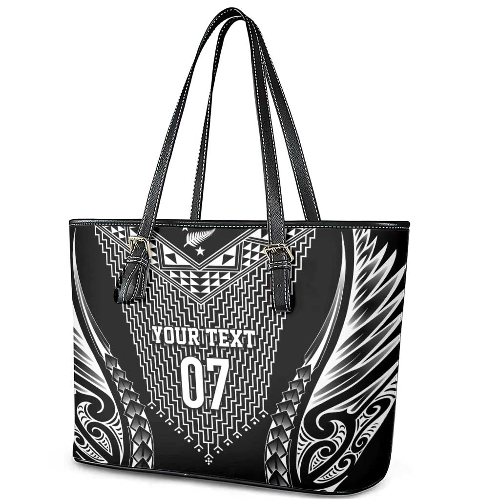 2025 Rugby Championship New Zealand Custom Leather Tote Bag Poutama Motifs - Aussie Hoodie