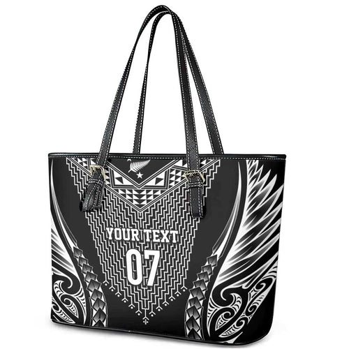 2025 Rugby Championship New Zealand Custom Leather Tote Bag Poutama Motifs - Aussie Hoodie