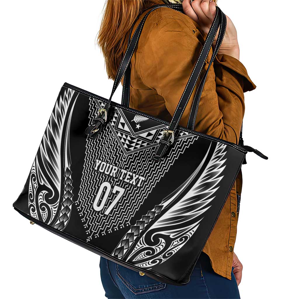 2025 Rugby Championship New Zealand Custom Leather Tote Bag Poutama Motifs - Aussie Hoodie
