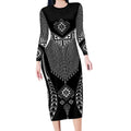 2025 Rugby Championship New Zealand Custom Long Sleeve Bodycon Dress Poutama Motifs - Aussie Hoodie