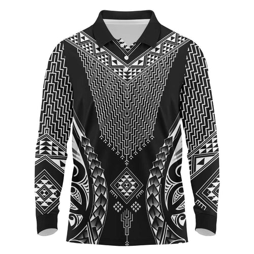 2025 Rugby Championship New Zealand Custom Long Sleeve Polo Shirt Poutama Motifs - Aussie Hoodie