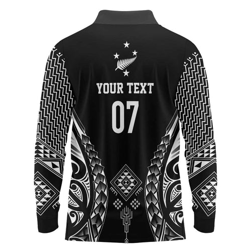 2025 Rugby Championship New Zealand Custom Long Sleeve Polo Shirt Poutama Motifs - Aussie Hoodie