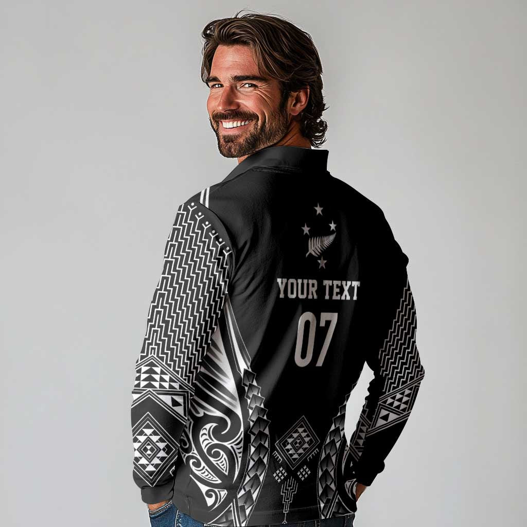 2025 Rugby Championship New Zealand Custom Long Sleeve Polo Shirt Poutama Motifs - Aussie Hoodie