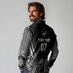 2025 Rugby Championship New Zealand Custom Long Sleeve Polo Shirt Poutama Motifs - Aussie Hoodie