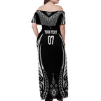 2025 Rugby Championship New Zealand Custom Off Shoulder Maxi Dress Poutama Motifs - Aussie Hoodie