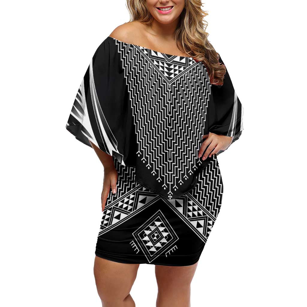 2025 Rugby Championship New Zealand Custom Off Shoulder Short Dress Poutama Motifs - Aussie Hoodie