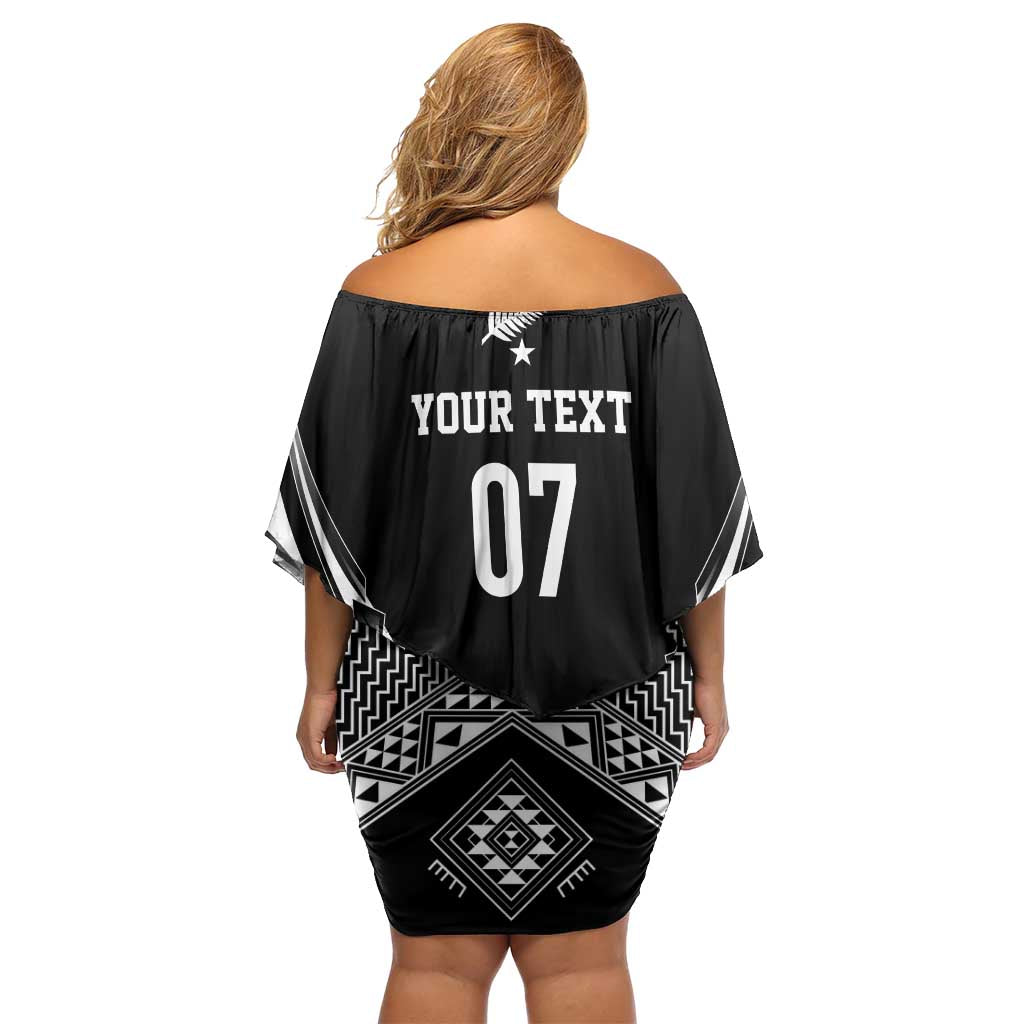 2025 Rugby Championship New Zealand Custom Off Shoulder Short Dress Poutama Motifs - Aussie Hoodie