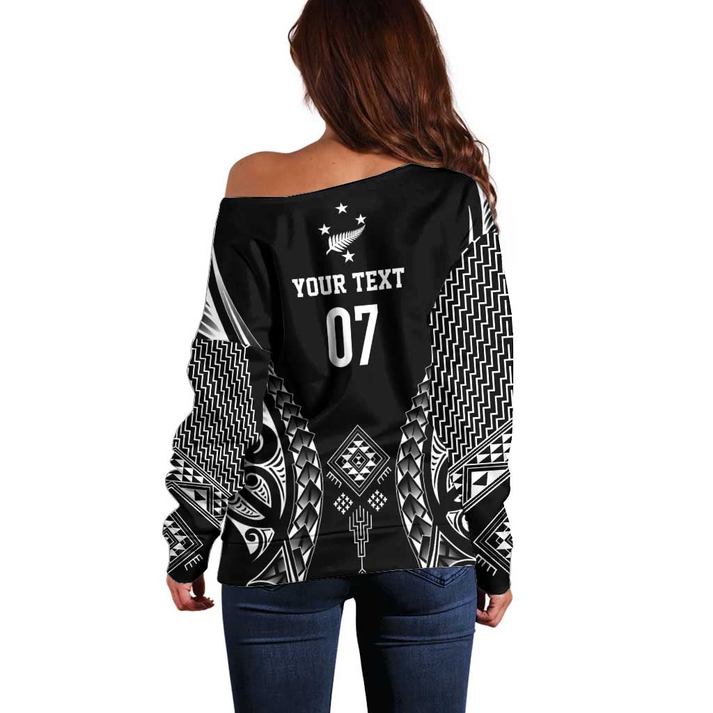 2025 Rugby Championship New Zealand Custom Off Shoulder Sweater Poutama Motifs - Aussie Hoodie