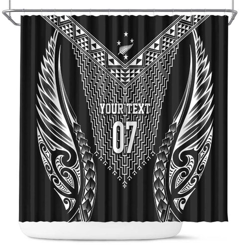 2025 Rugby Championship New Zealand Custom Shower Curtain Poutama Motifs - Aussie Hoodie