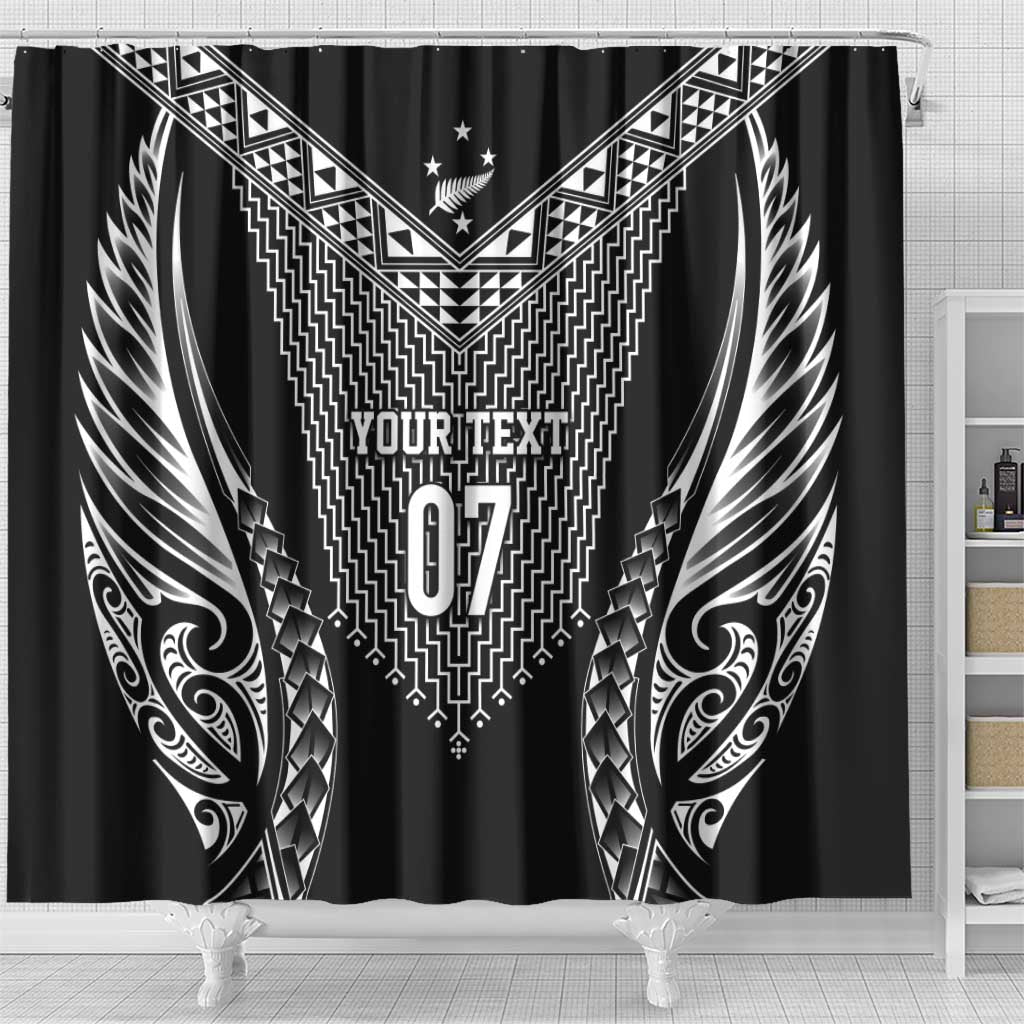 2025 Rugby Championship New Zealand Custom Shower Curtain Poutama Motifs - Aussie Hoodie