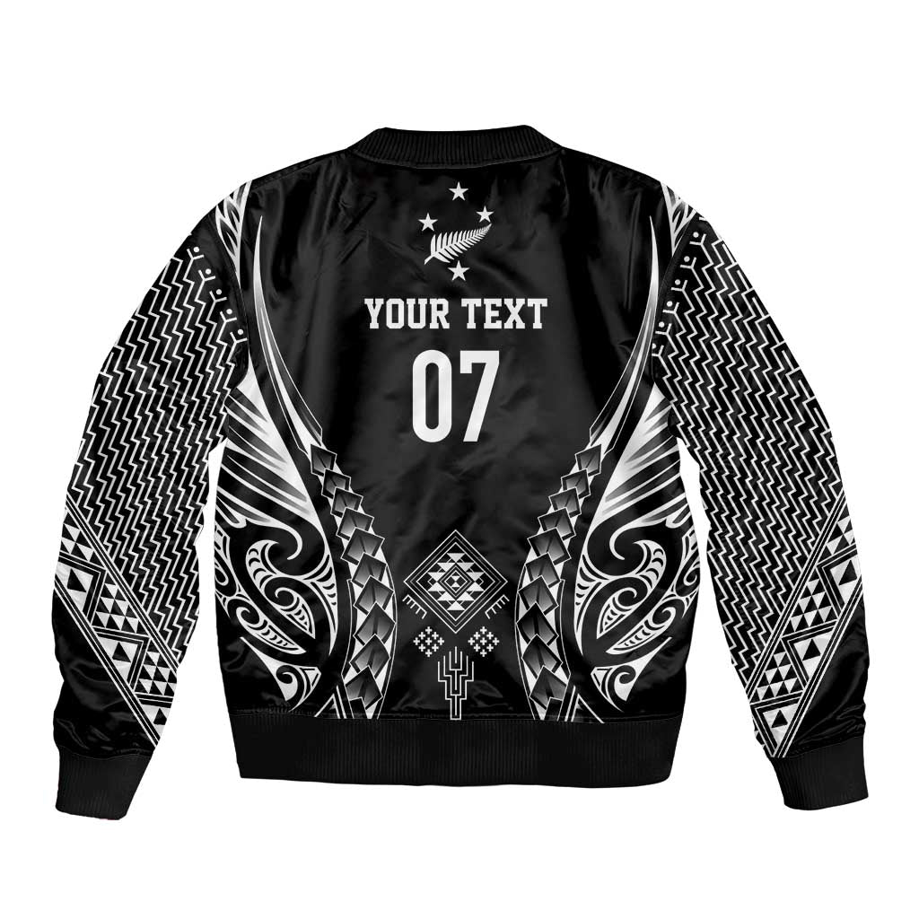 2025 Rugby Championship New Zealand Custom Sleeve Zip Bomber Jacket Poutama Motifs - Aussie Hoodie