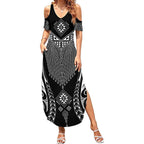2025 Rugby Championship New Zealand Custom Summer Maxi Dress Poutama Motifs - Aussie Hoodie