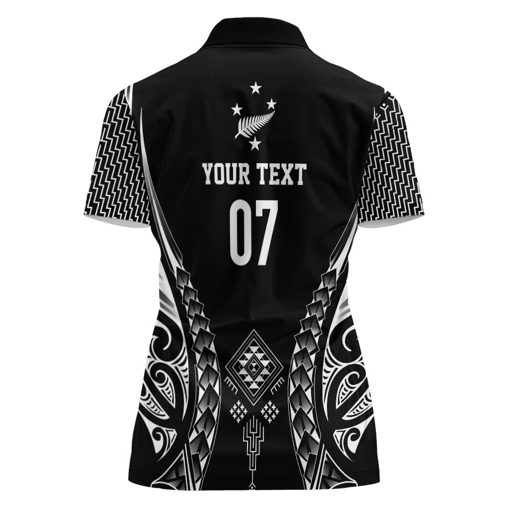 2025 Rugby Championship New Zealand Custom Women Polo Shirt Poutama Motifs - Aussie Hoodie