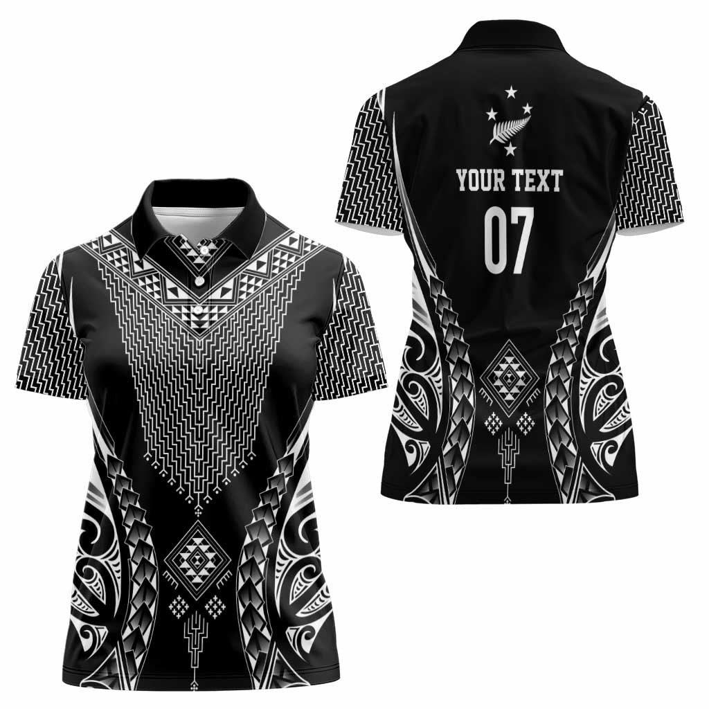 2025 Rugby Championship New Zealand Custom Women Polo Shirt Poutama Motifs - Aussie Hoodie