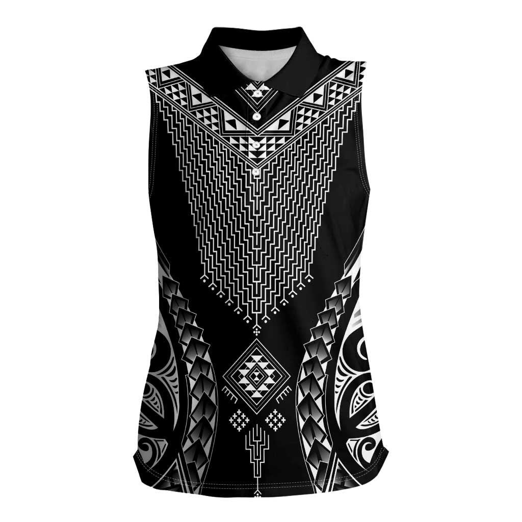 2025 Rugby Championship New Zealand Custom Women Sleeveless Polo Shirt Poutama Motifs - Aussie Hoodie