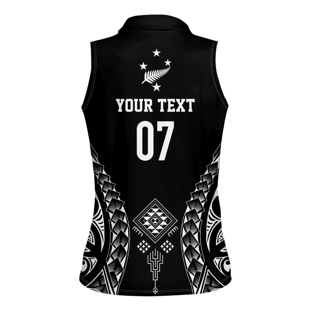 2025 Rugby Championship New Zealand Custom Women Sleeveless Polo Shirt Poutama Motifs - Aussie Hoodie