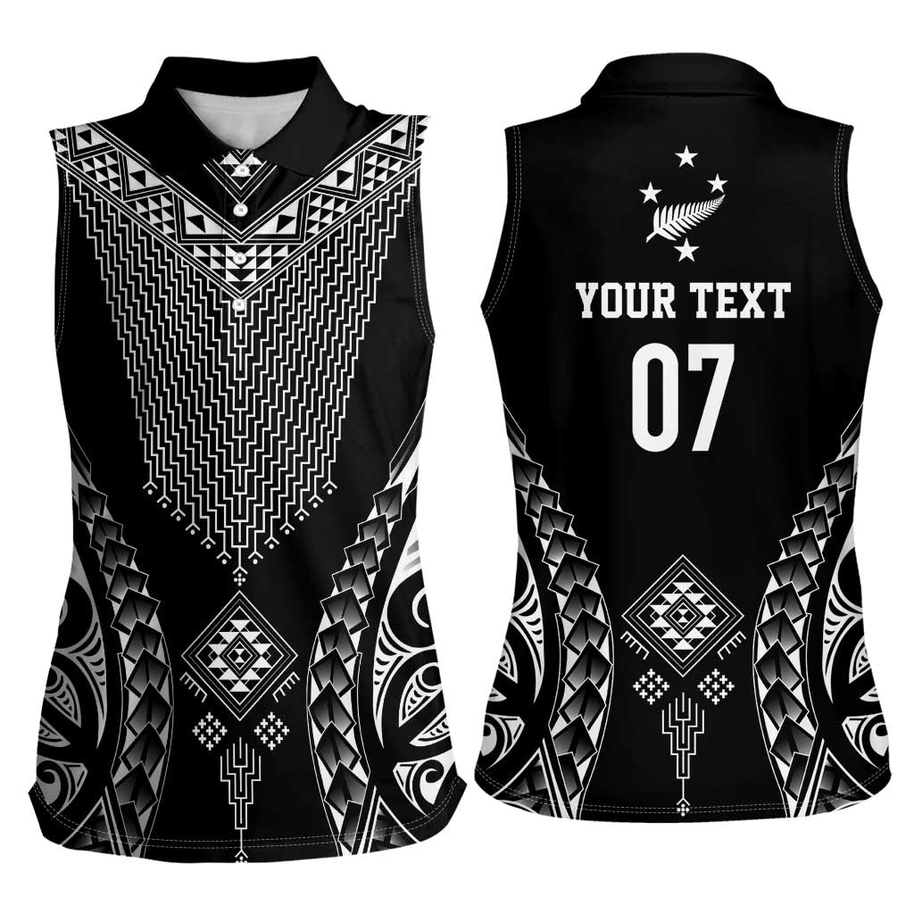 2025 Rugby Championship New Zealand Custom Women Sleeveless Polo Shirt Poutama Motifs - Aussie Hoodie