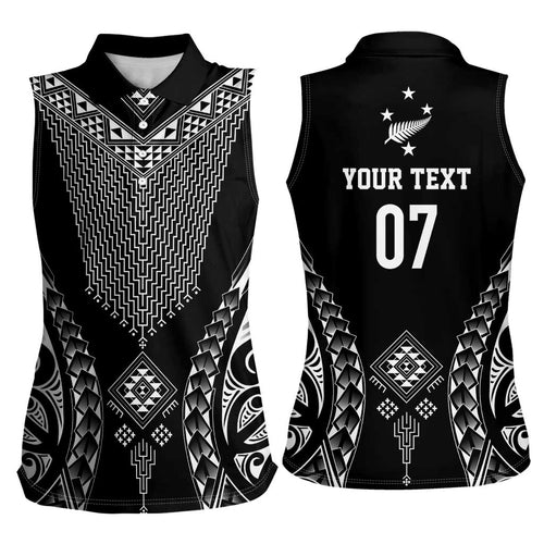 2025 Rugby Championship New Zealand Custom Women Sleeveless Polo Shirt Poutama Motifs - Aussie Hoodie