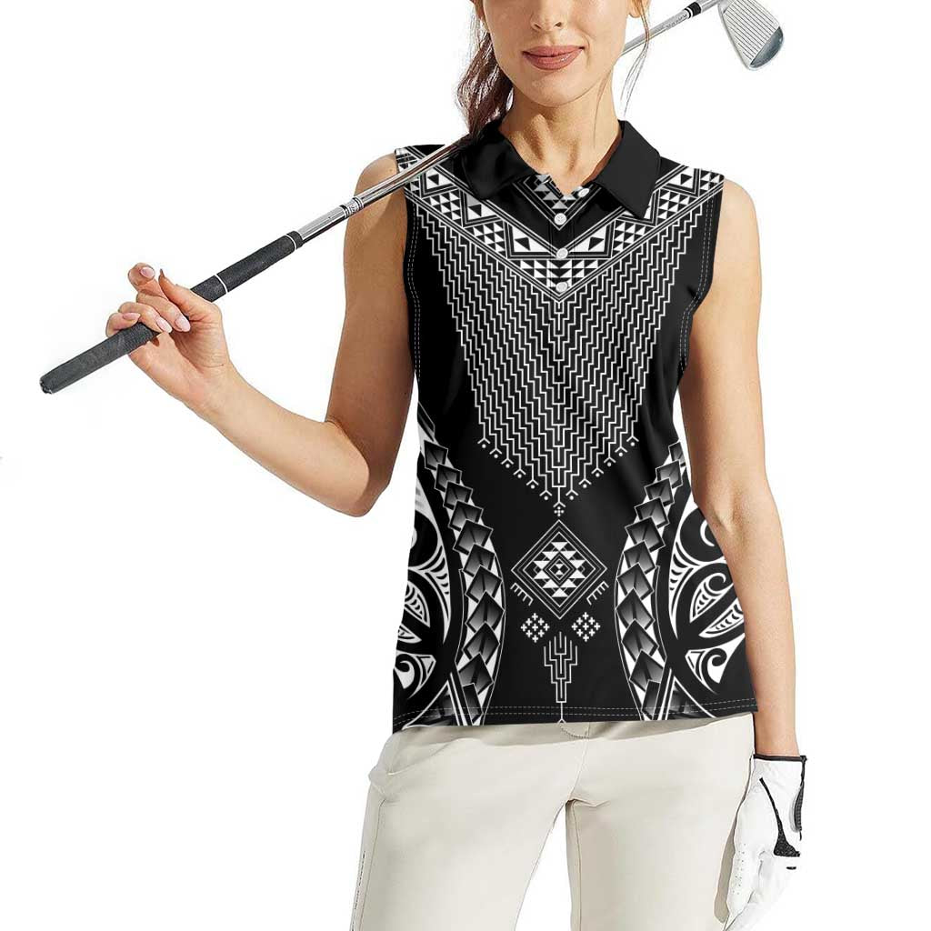 2025 Rugby Championship New Zealand Custom Women Sleeveless Polo Shirt Poutama Motifs - Aussie Hoodie