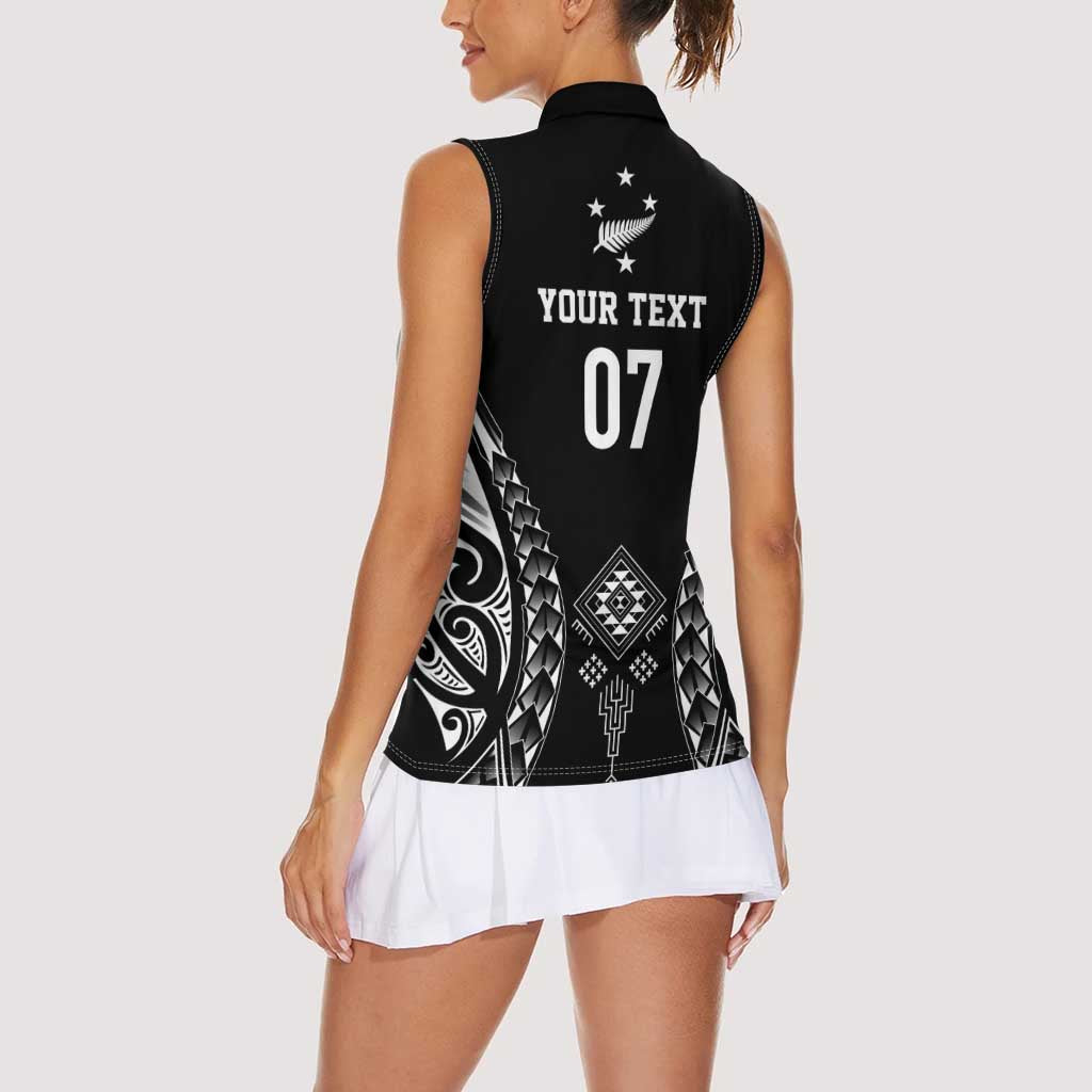 2025 Rugby Championship New Zealand Custom Women Sleeveless Polo Shirt Poutama Motifs - Aussie Hoodie