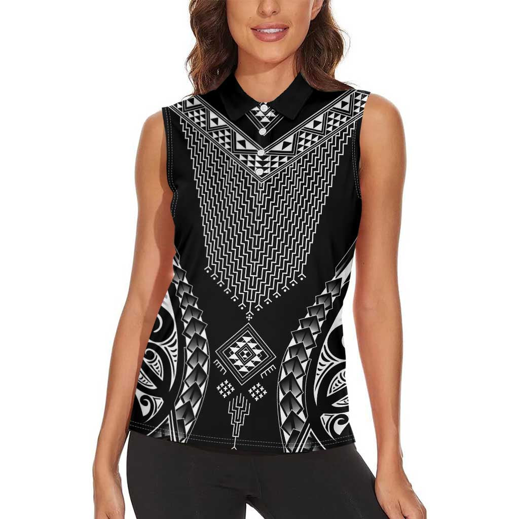 2025 Rugby Championship New Zealand Custom Women Sleeveless Polo Shirt Poutama Motifs - Aussie Hoodie