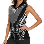 2025 Rugby Championship New Zealand Custom Women Sleeveless Polo Shirt Poutama Motifs - Aussie Hoodie