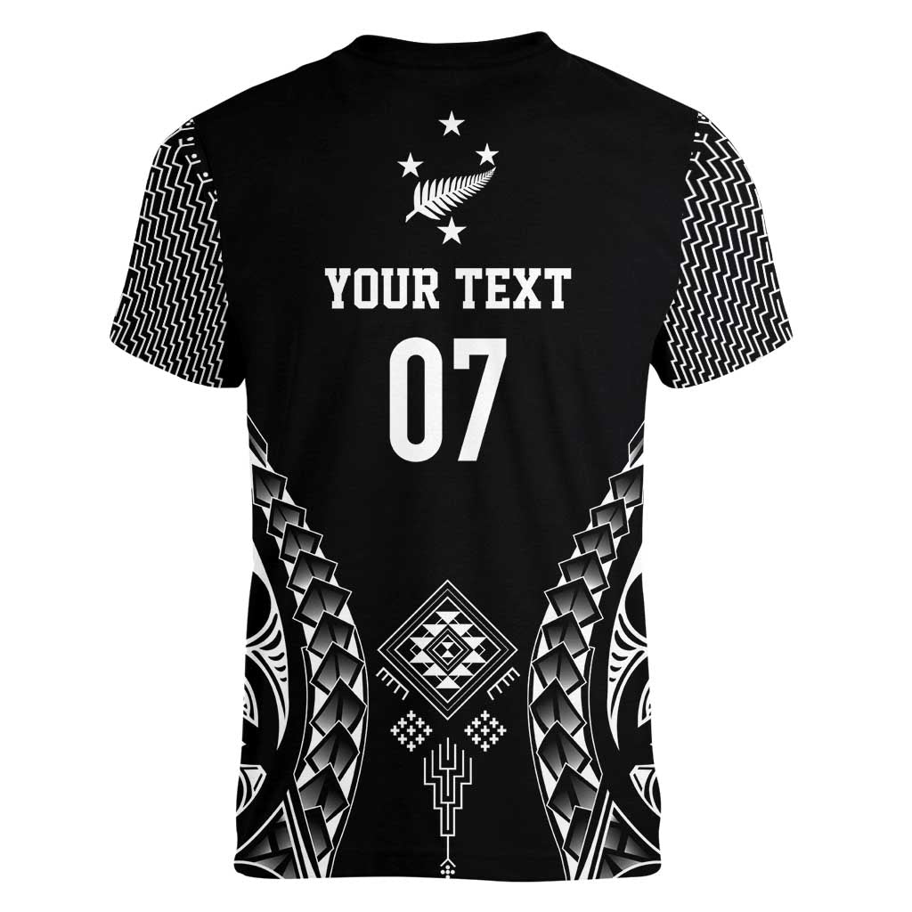 2025 Rugby Championship New Zealand Custom Women V-Neck T-Shirt Poutama Motifs - Aussie Hoodie