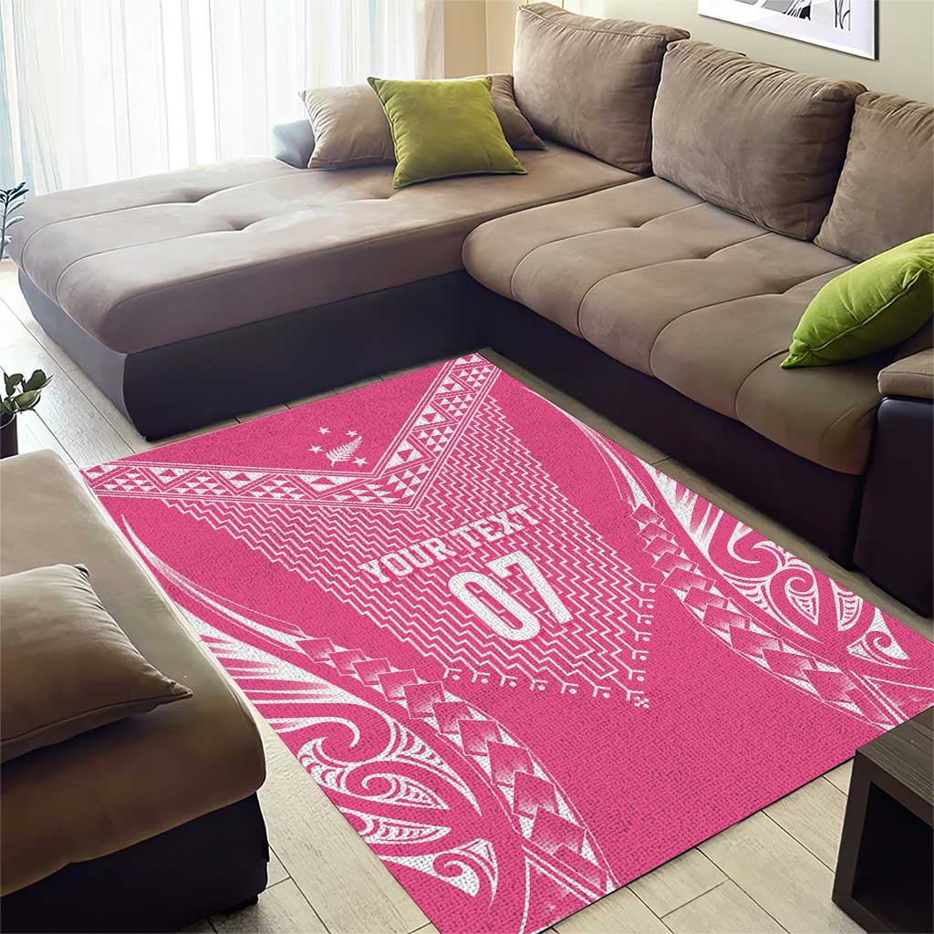 2025 Rugby Championship New Zealand Custom Area Rug Poutama Motifs - Pink Out - Aussie Hoodie