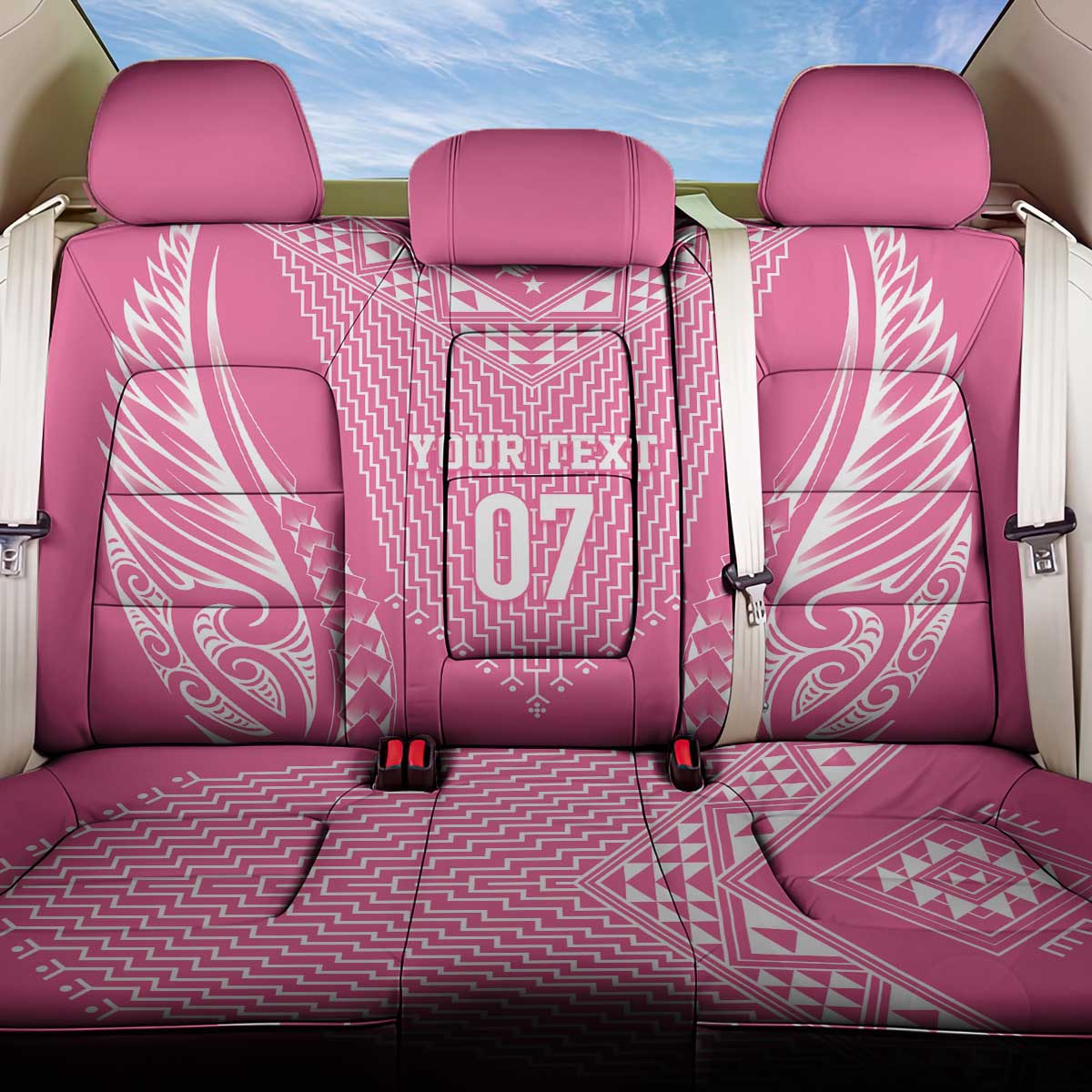 2025 Rugby Championship New Zealand Custom Back Car Seat Cover Poutama Motifs - Pink Out - Aussie Hoodie