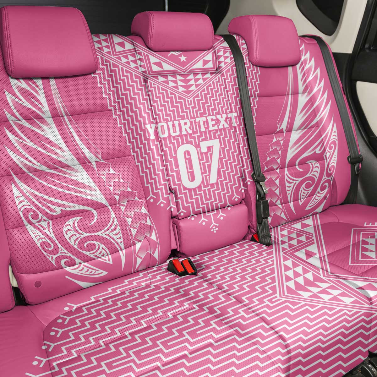 2025 Rugby Championship New Zealand Custom Back Car Seat Cover Poutama Motifs - Pink Out - Aussie Hoodie