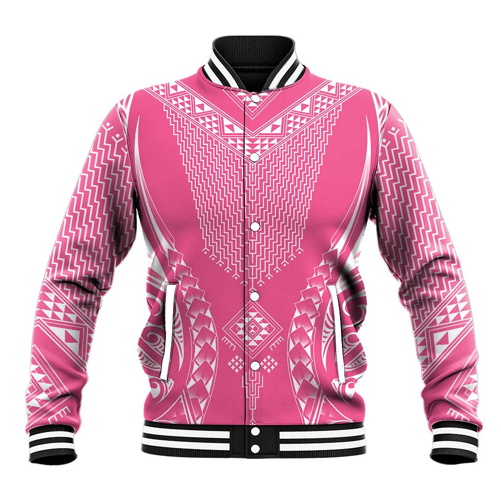 2025 Rugby Championship New Zealand Custom Baseball Jacket Poutama Motifs - Pink Out - Aussie Hoodie