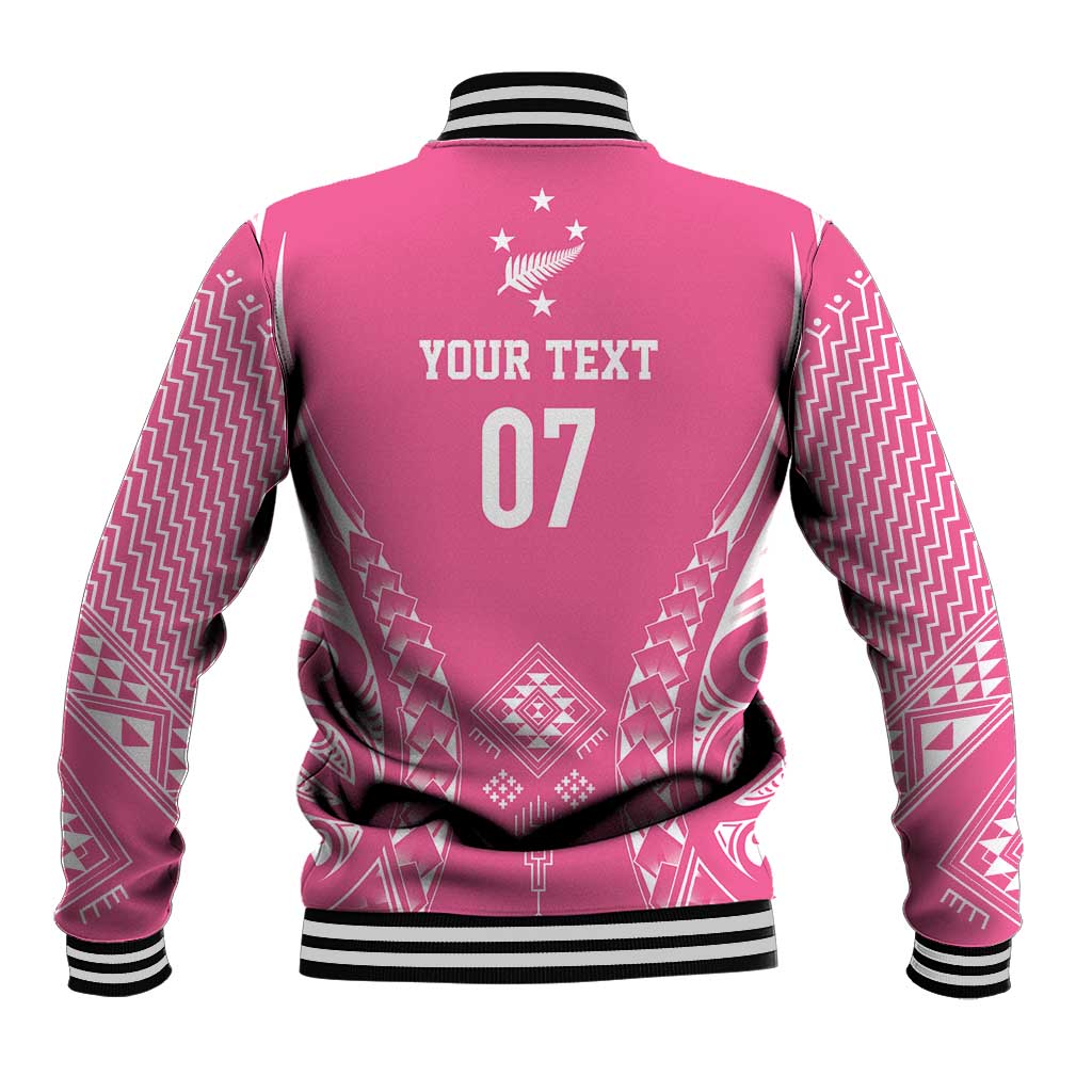 2025 Rugby Championship New Zealand Custom Baseball Jacket Poutama Motifs - Pink Out - Aussie Hoodie