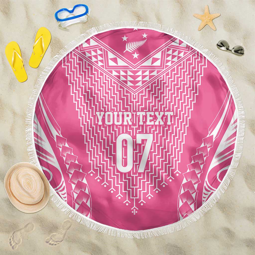 2025 Rugby Championship New Zealand Custom Beach Blanket Poutama Motifs - Pink Out - Aussie Hoodie