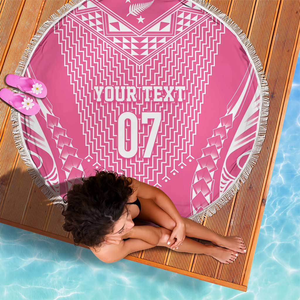 2025 Rugby Championship New Zealand Custom Beach Blanket Poutama Motifs - Pink Out - Aussie Hoodie